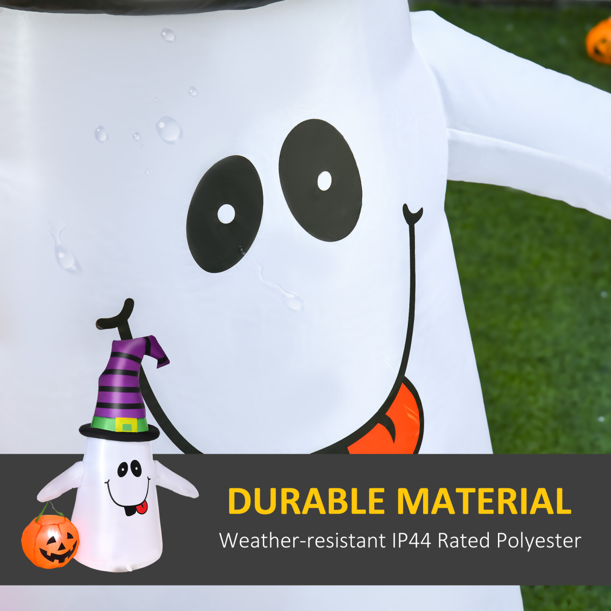 1.2m Witch Ghost Halloween Inflatable with LED Pumpkin Lantern – Indoor/Outdoor Decoration