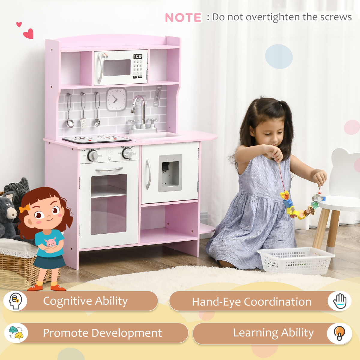 HOMCOM Kids Kitchen Set with Lights & Sounds (Ages 3–6)