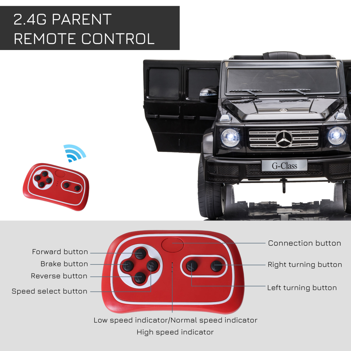 Mercedes Benz G500 12V Kids Electric Ride On Car Remote Control Black