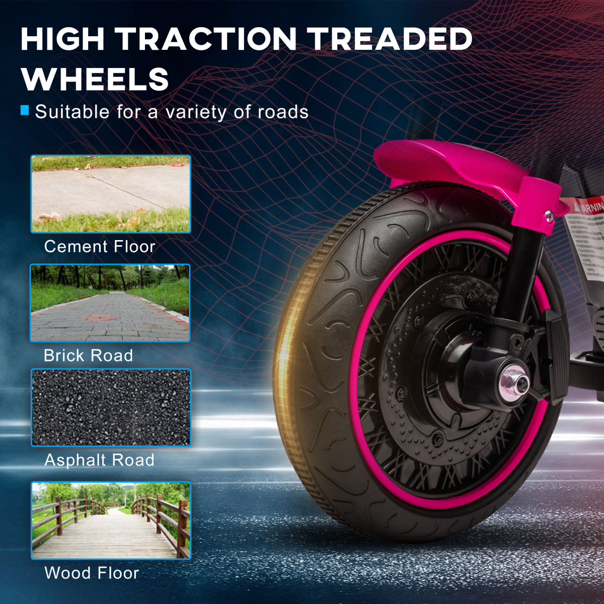 Kids Electric Ride-On Bike – Pink & Black (6V)