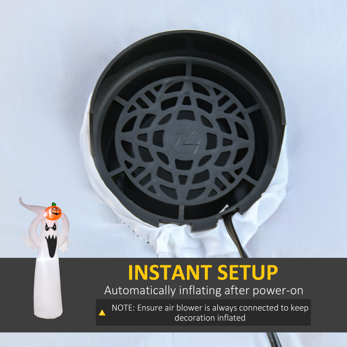 6FT (1.8m) Inflatable Ghost & Pumpkin with LED Lights – Outdoor Halloween Decoration