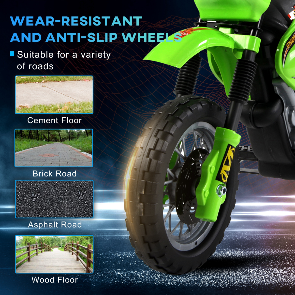 6V Kids Electric Motorbike Motorcycle Ride On for 3-6 Years Green