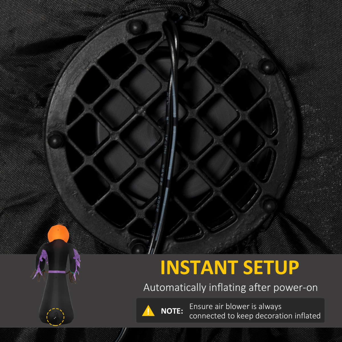 HOMCOM Inflatable 2.1m Pumpkin Man Halloween Yard Decoration with Lights