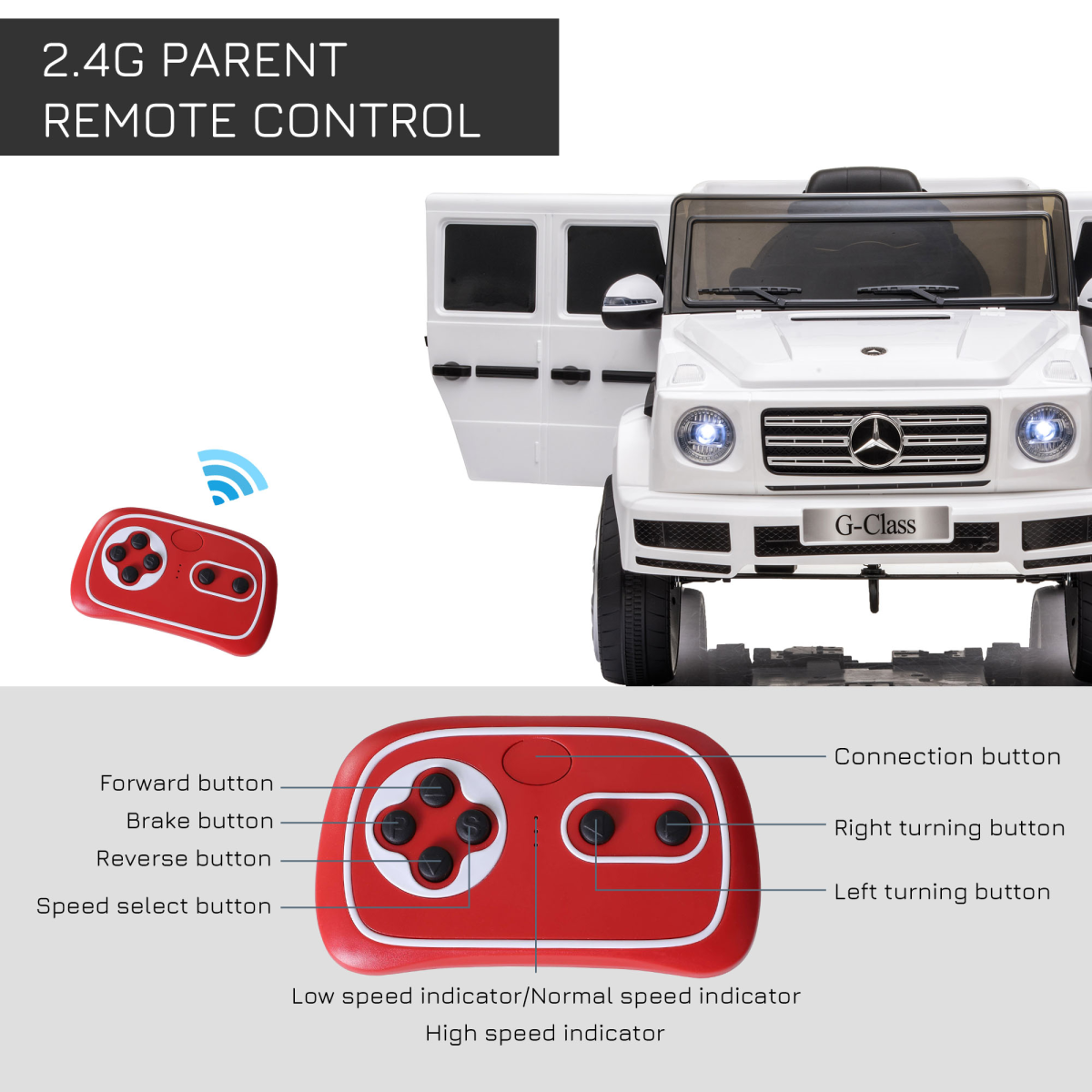 Mercedes Benz G500 12V Kids Electric Ride On Car Remote Control White