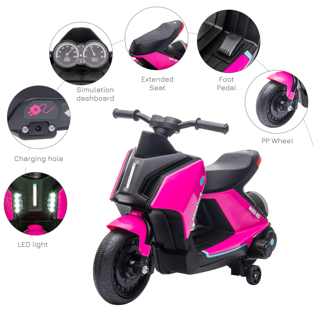 6V Kids Electric Pedal Motorcycle Ride-On