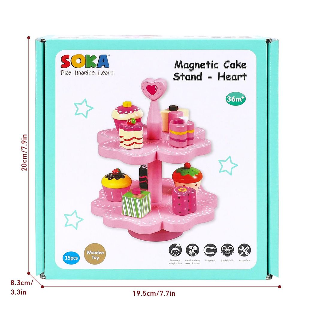 Wooden Magnetic Cake Stand Pretend Play Set – Afternoon Tea Party