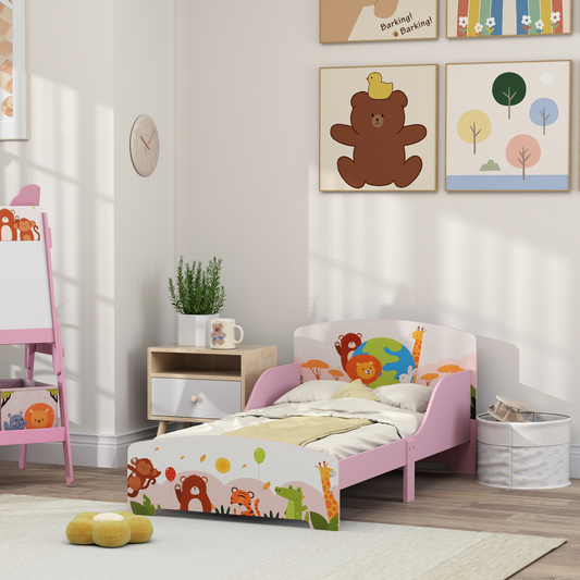 Toddler Bed, Cute Animal-Themed Kids Bed Frame, 143 x 77 x 60cm