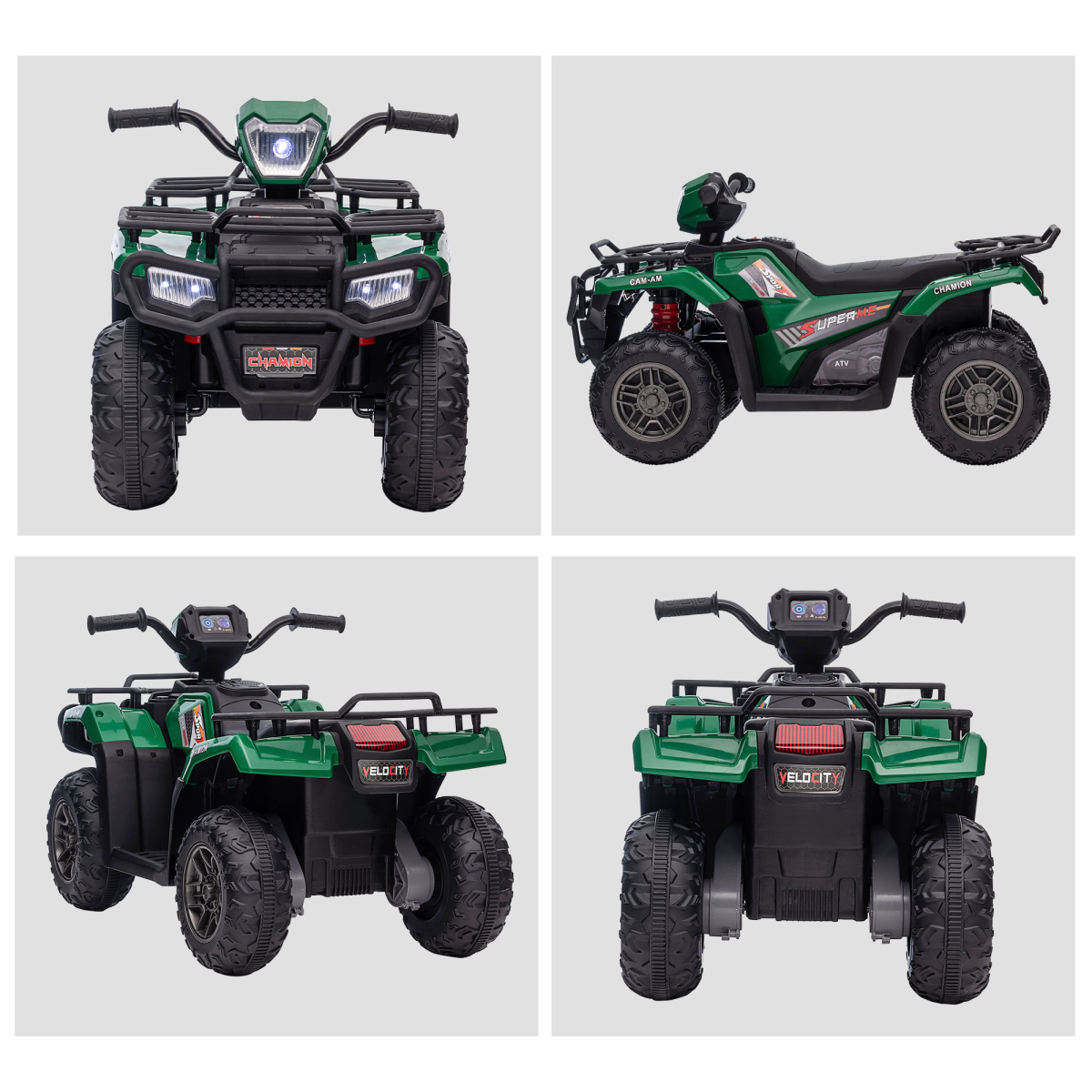 HOMCOM 12V Electric Quad Bike for Kids w/ LED Headlights, Music - Green