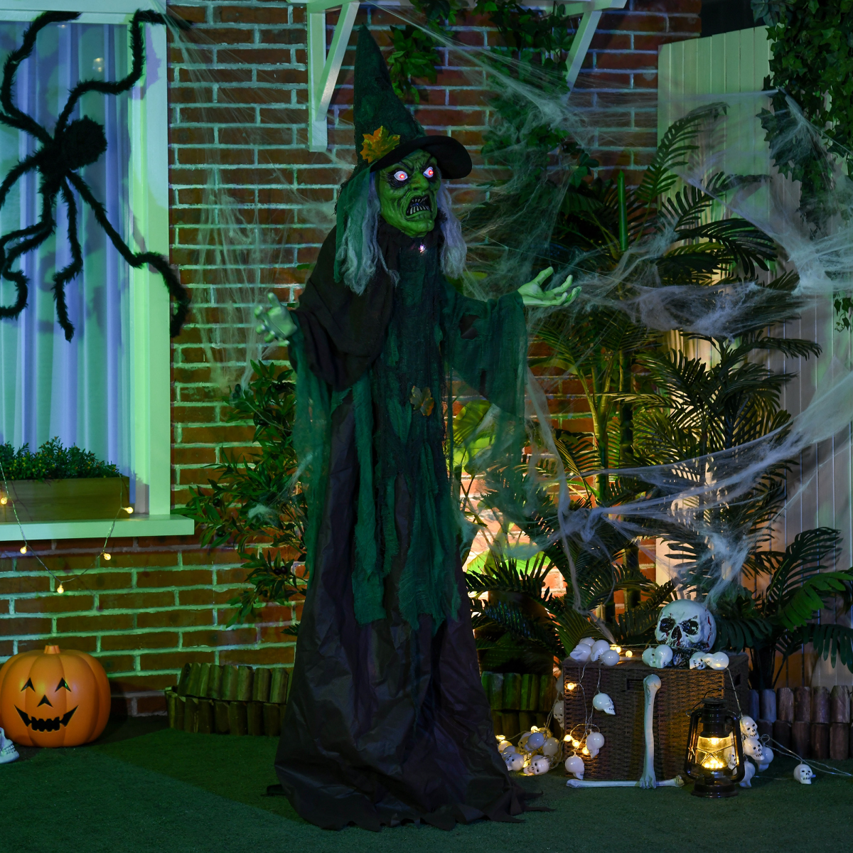 1.83m Animated Halloween Witch with Lights, Sounds & Motion – Indoor/Outdoor Decoration