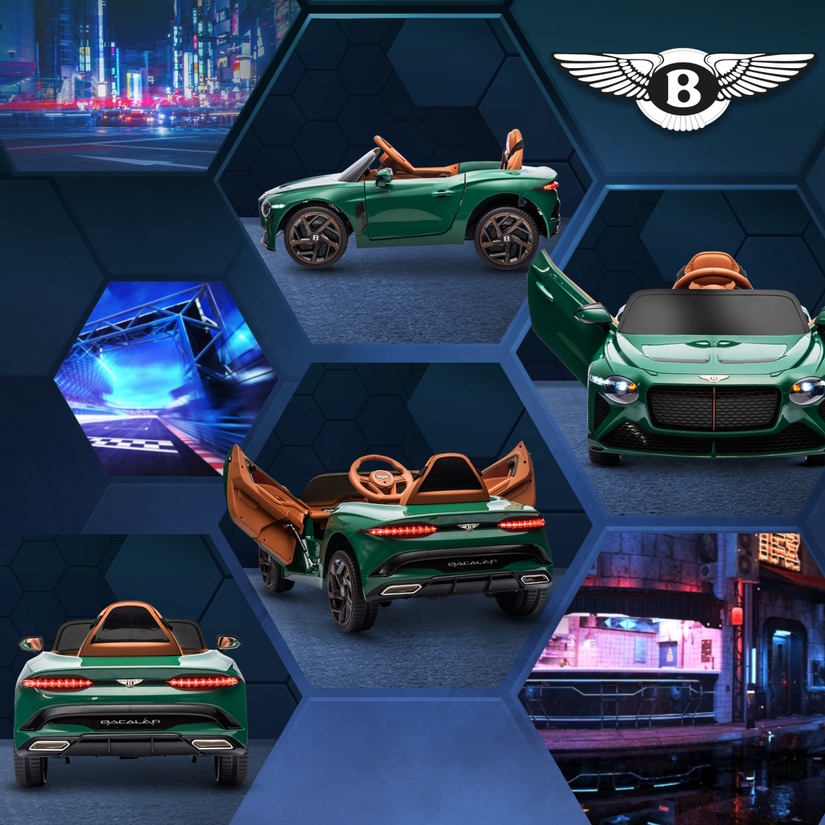 HOMCOM Bentley Bacalar Licensed 12V Kids Electric Ride-On with Remote - Green