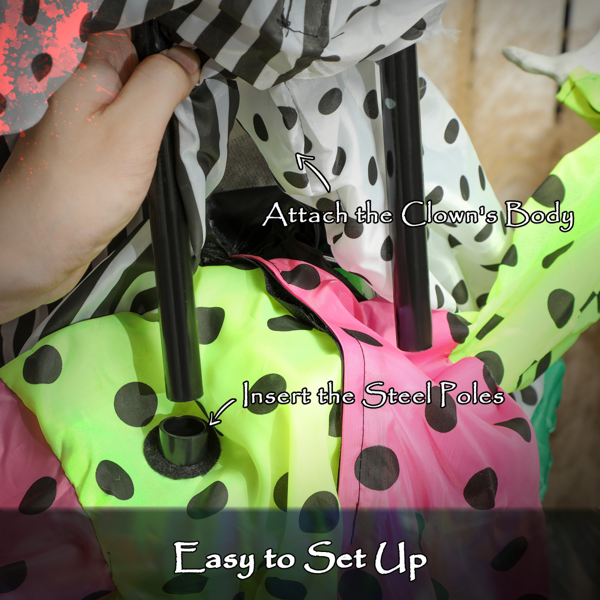 180cm Stacked Creepy Clowns with Sound, Lights & Motion – Halloween Decoration