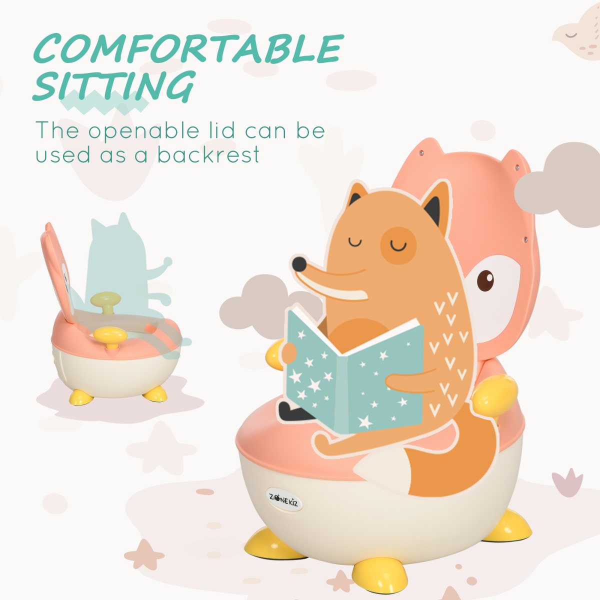 Kids’ Fox-Shaped Potty Chair – Pink