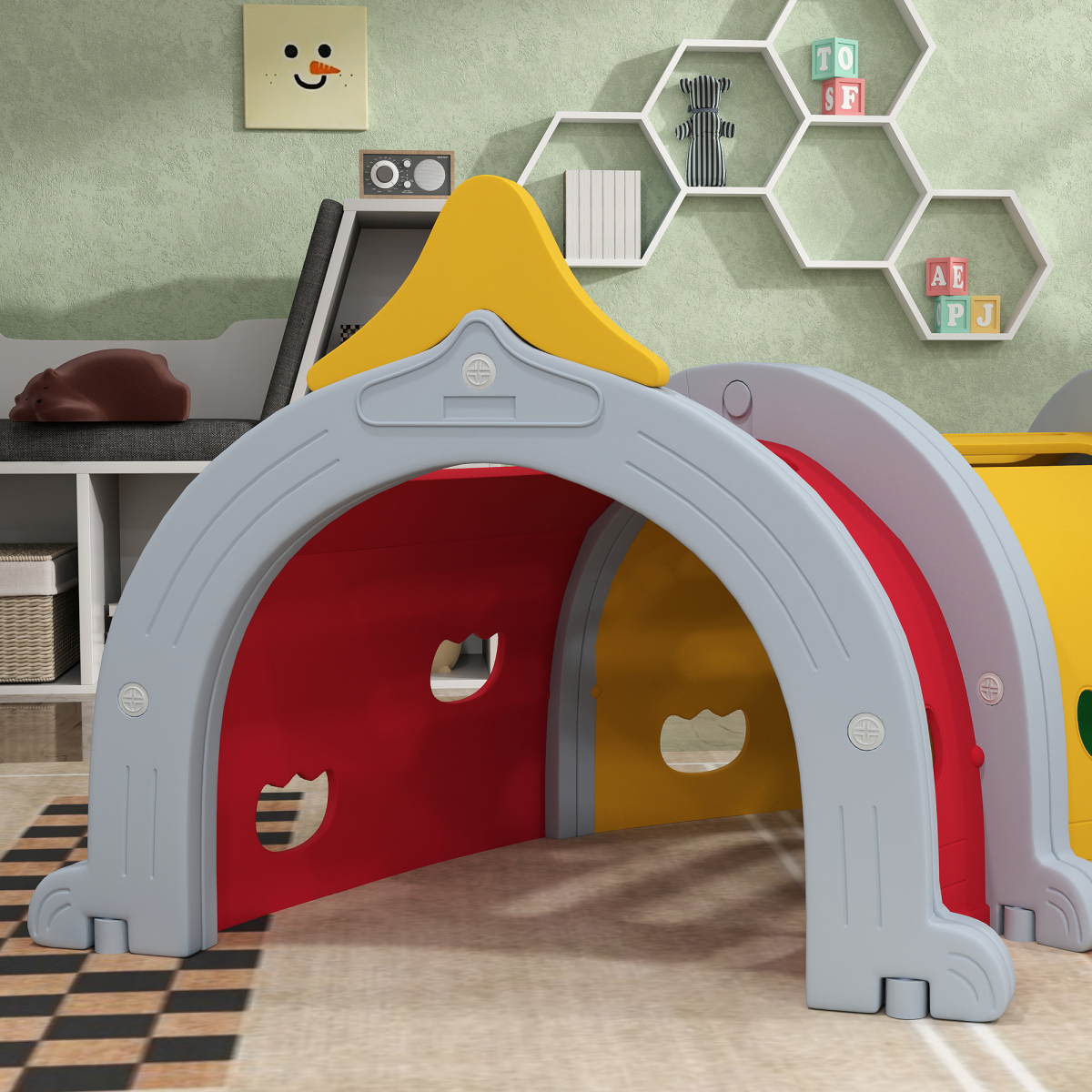 AIYAPLAY Kids Play Tunnel for 3-6 Years Crawl and Climb, Lion Design