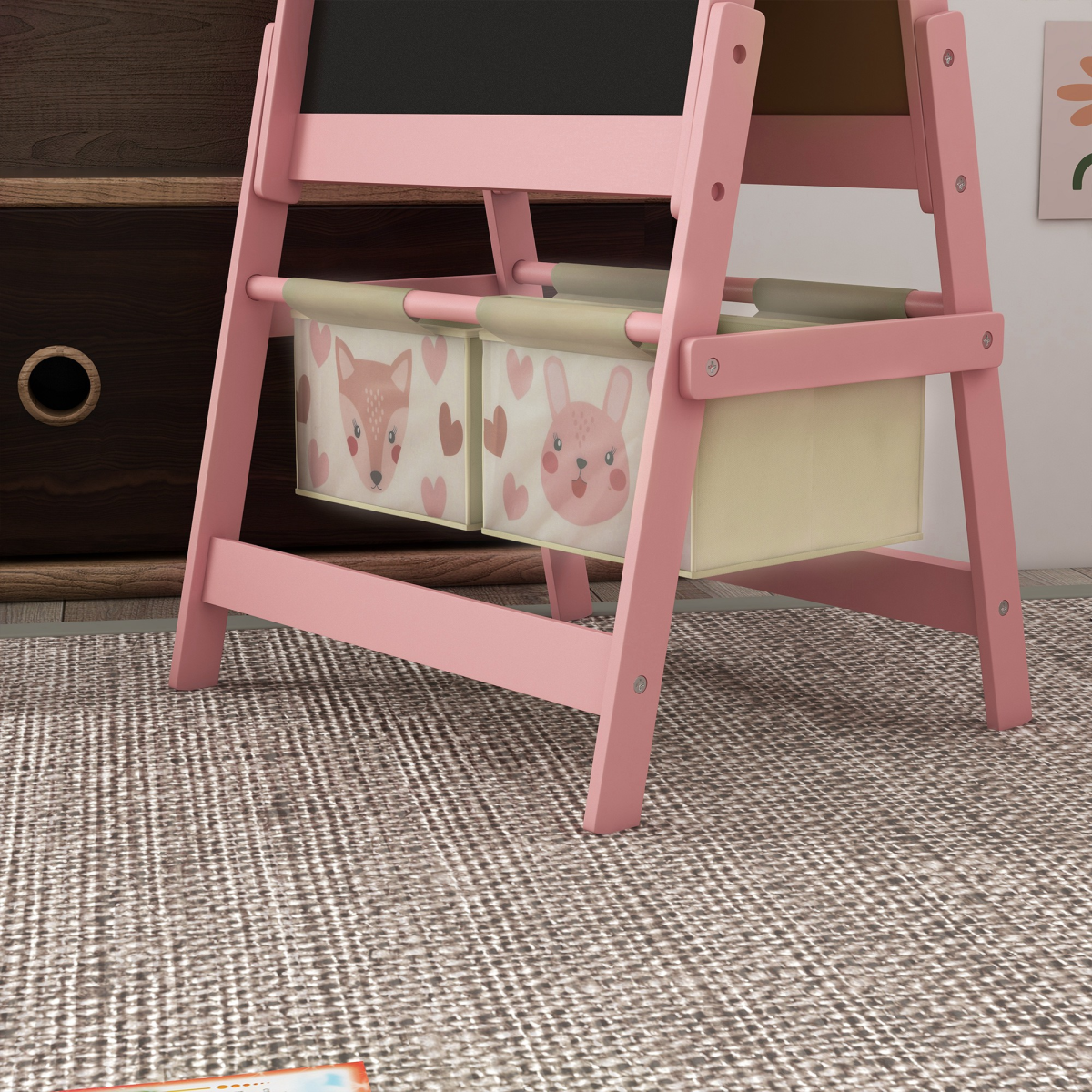 AIYAPLAY 3-in-1 Kids Art Easel – Pink Animal Design