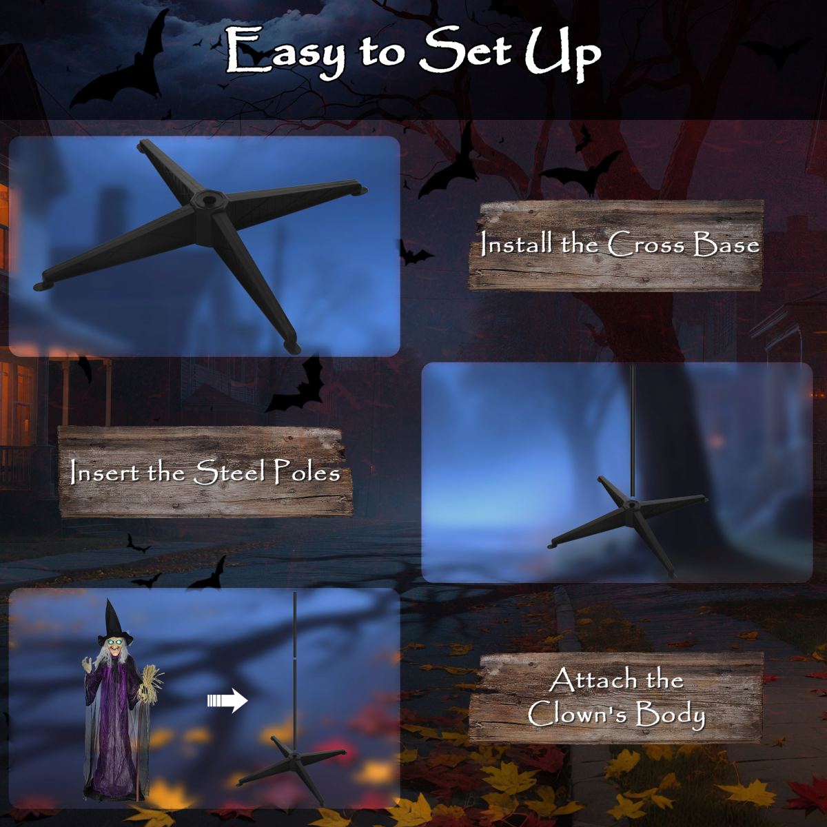 183cm Life-Size Halloween Witch with Rotating Head, Sound & Lights – Purple/White