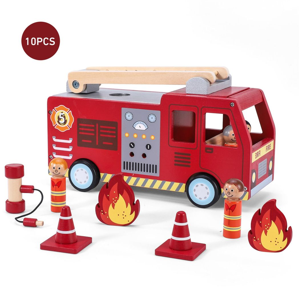 Wooden Fire Engine Playset – Save the Day!