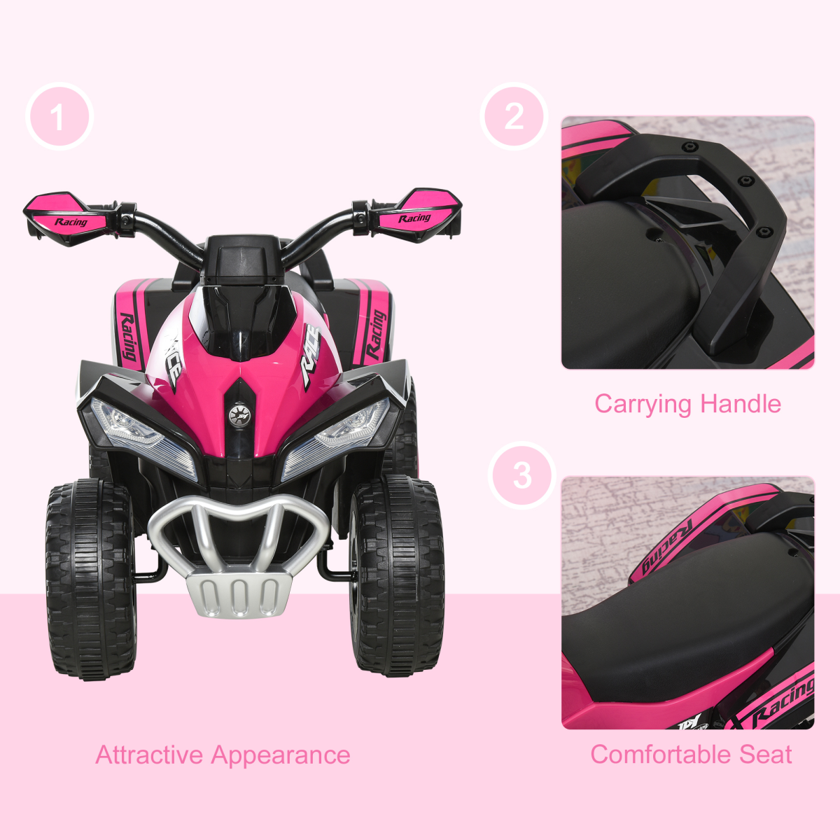Kids Ride-On Balance Bike with Lights & Music – 4-Wheel Push Car (Ages 18–36 Months)