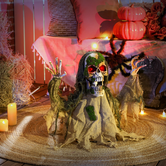 Halloween Half-Body Skeleton Decoration with Sound & Light Effects