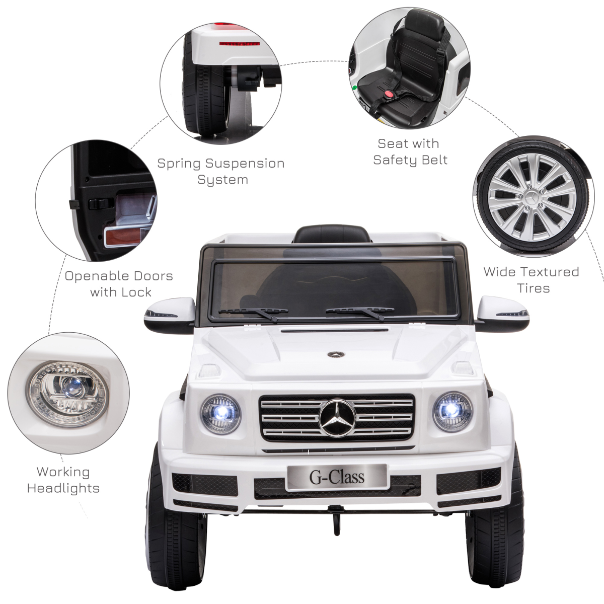 Mercedes Benz G500 12V Kids Electric Ride On Car Remote Control White