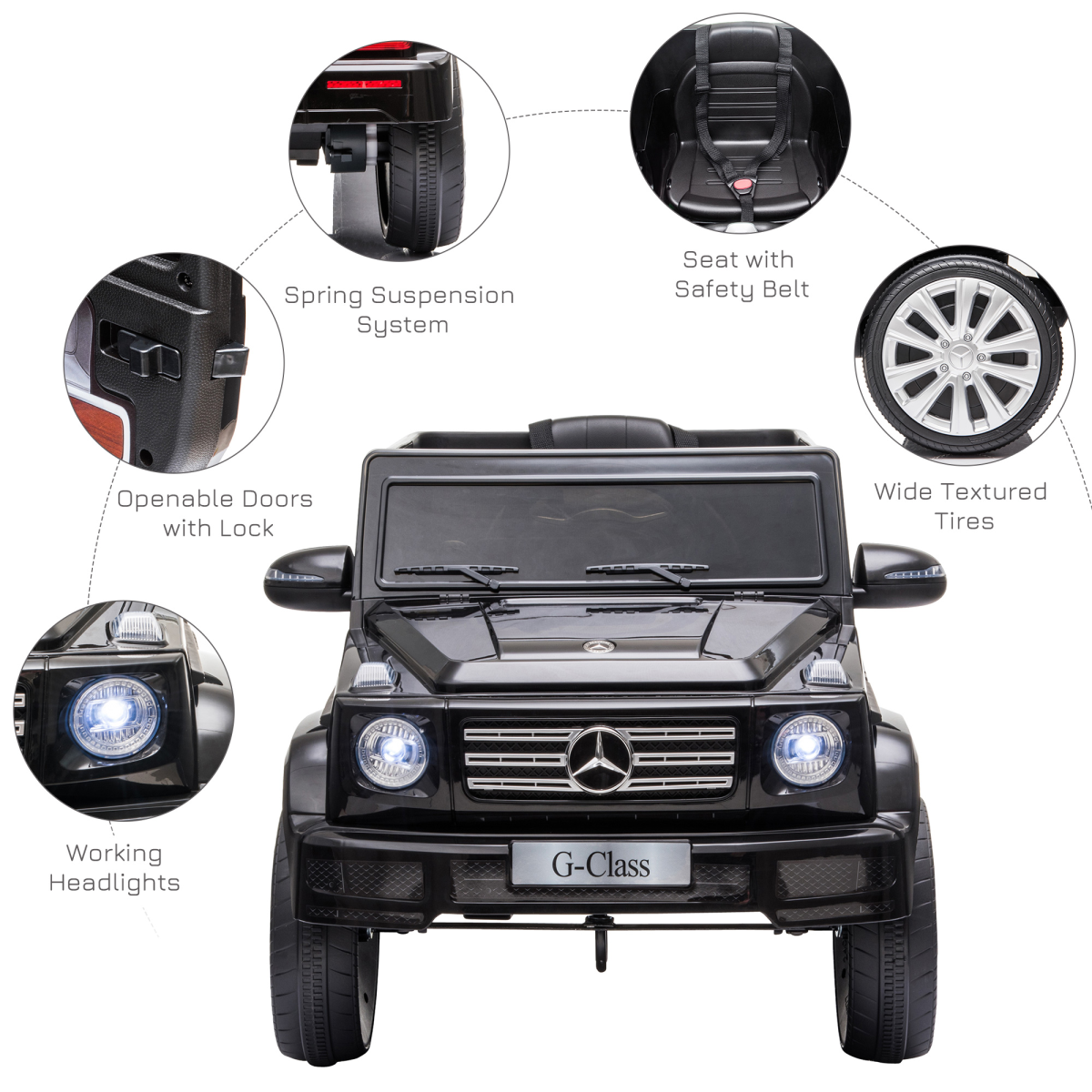 Mercedes Benz G500 12V Kids Electric Ride On Car Remote Control Black