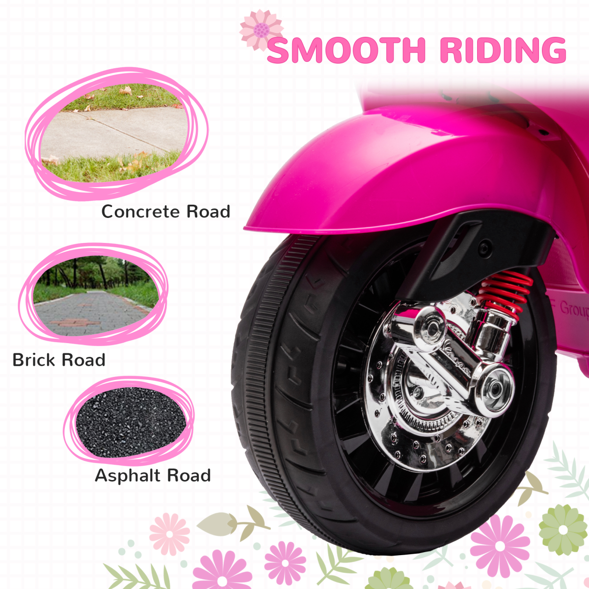AIYAPLAY  12V Vespa Licensed Kids Ride-On Scooter – Pink