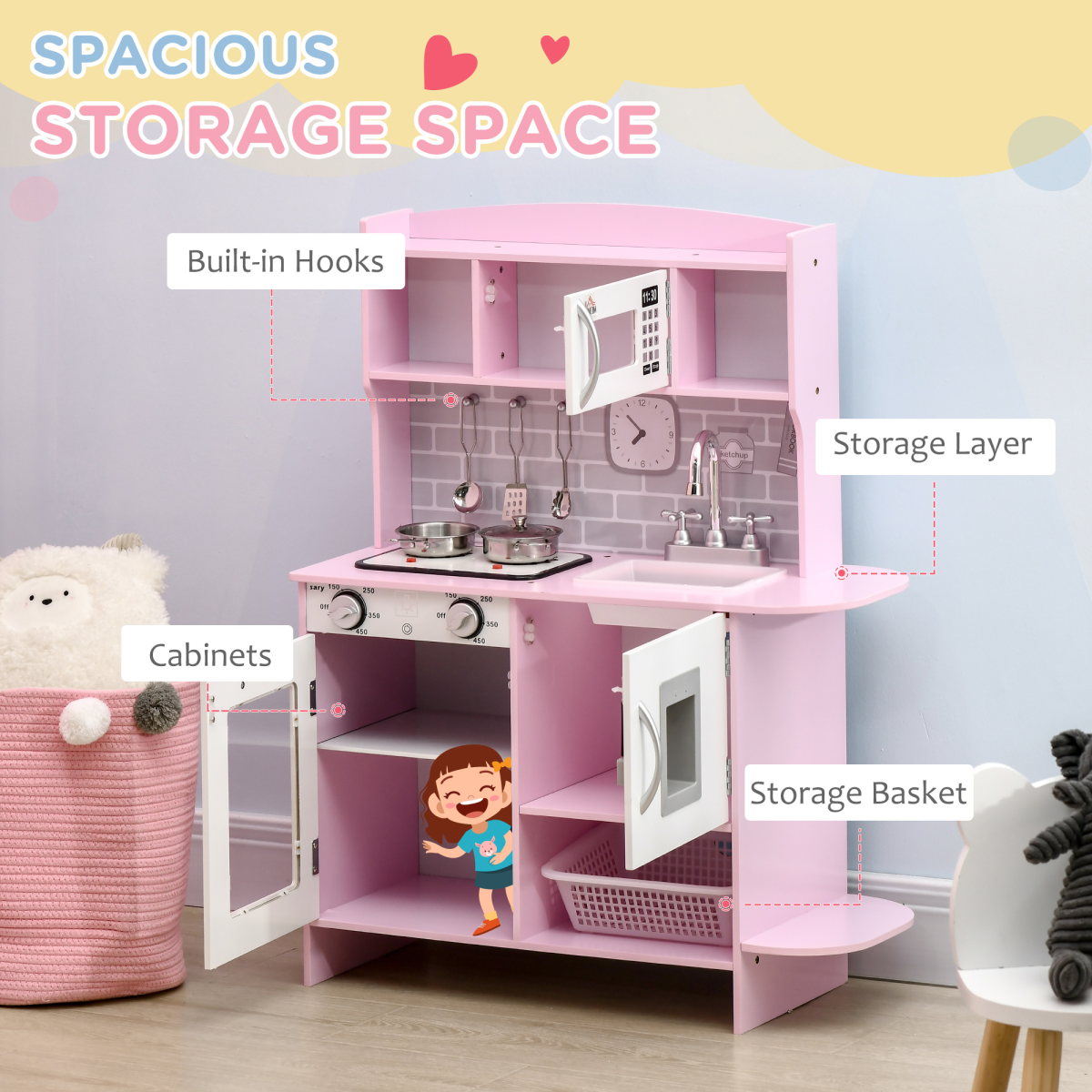 HOMCOM Kids Kitchen Set with Lights & Sounds (Ages 3–6)