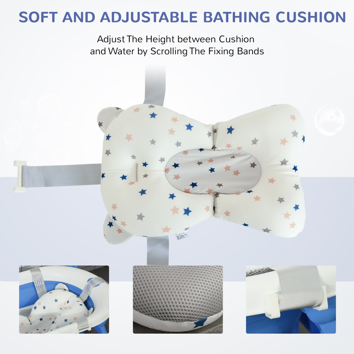 Foldable Baby Bath Tub Ergonomic with Temperature-Induced Water Plug