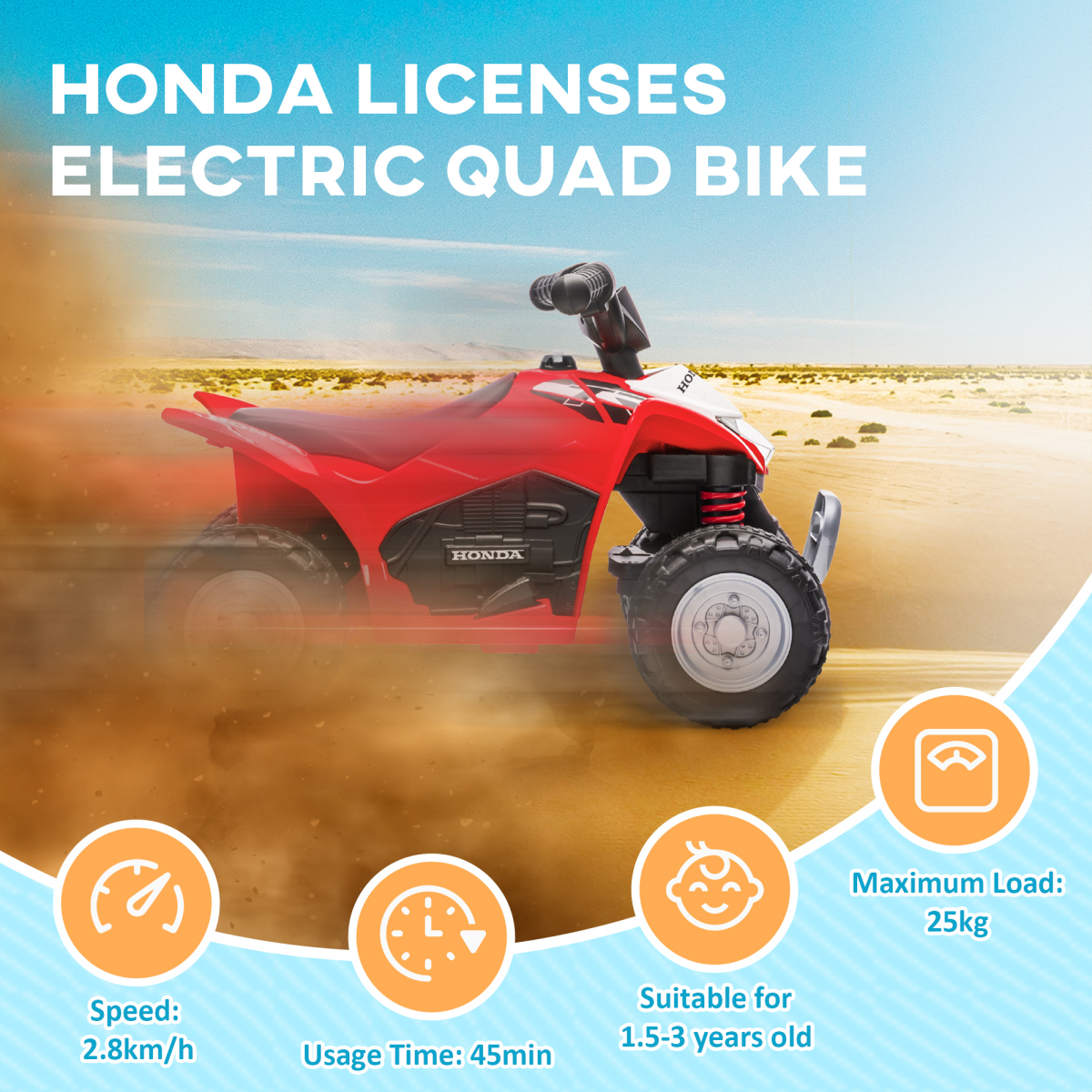 Kids Electric Ride-On Quad Bike – Red (6V)