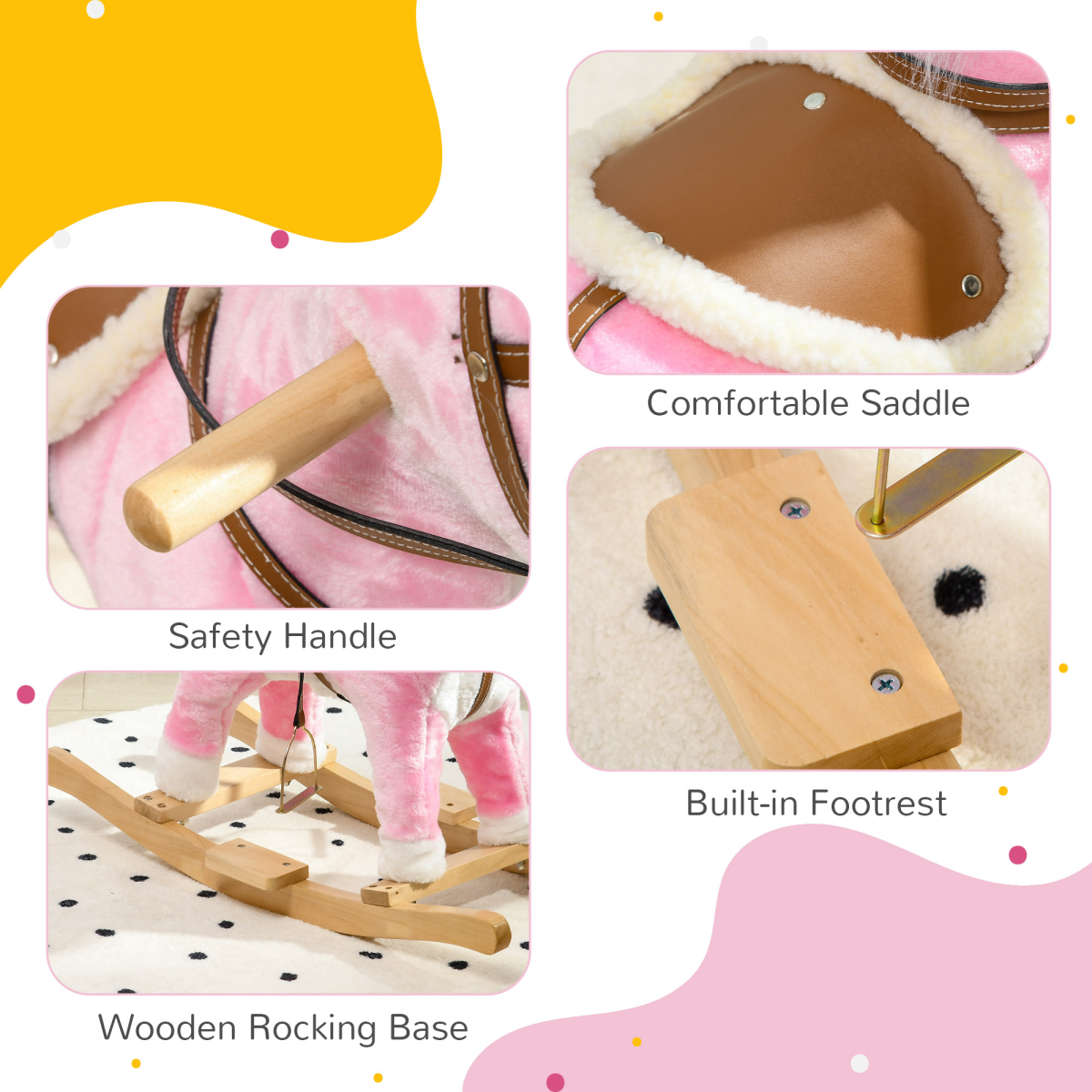 Classic Wooden Rocking Horse – Pink (Ages 3-6)