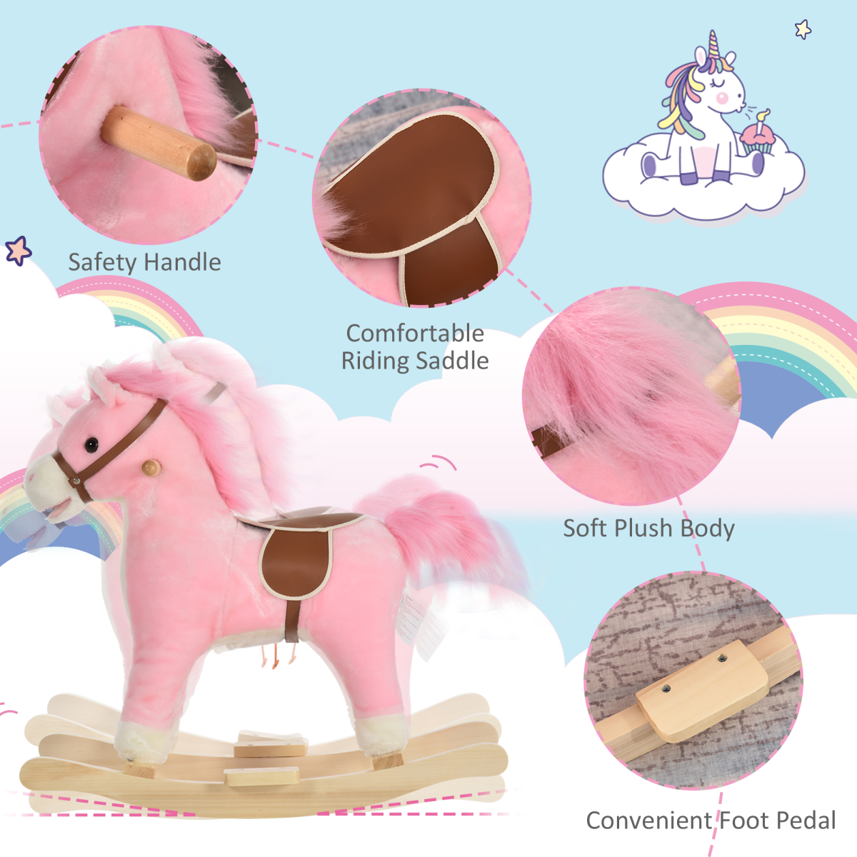 Kids Interactive Rocking Horse with Sounds & Moving Tail – Ages 3–6