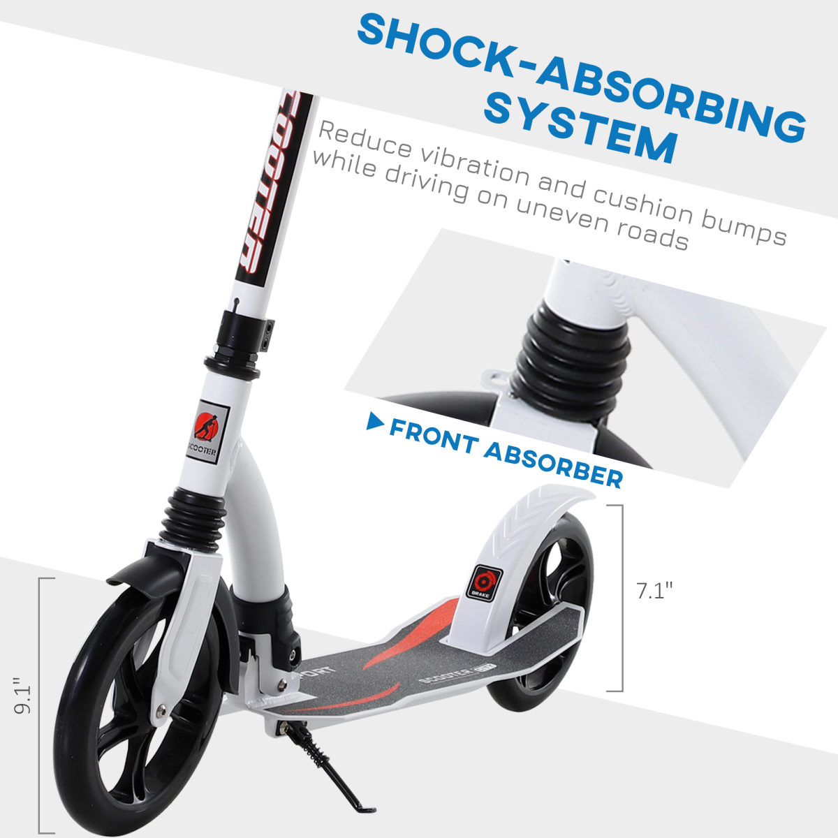 Teens Adult Kick Scooter Foldable Adjust Aluminum For Age 14 White