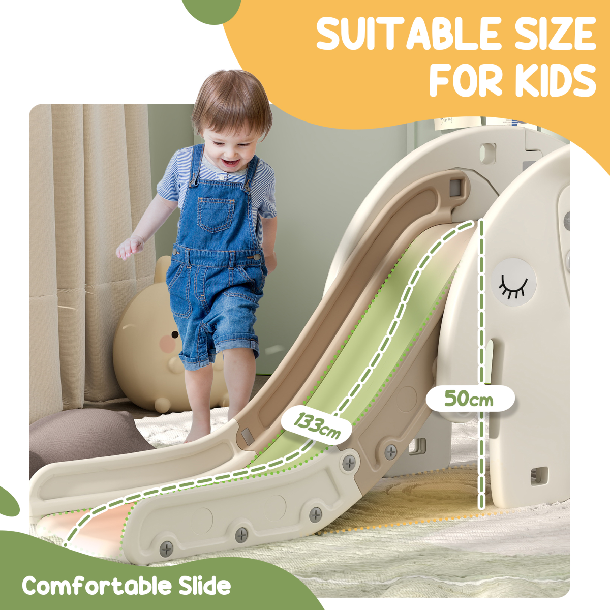 AIYAPLAY 3 in 1 Kids Slide for 1-3 Years, Elephant-Themed Indoor Slide