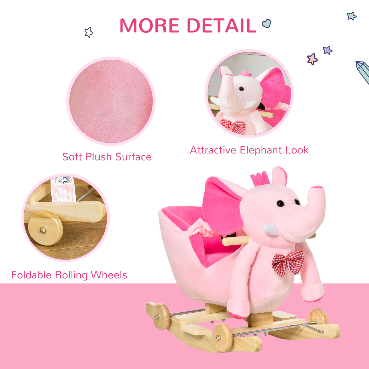 2-in-1 Kids Rocking Horse & Stroller – Elephant Design