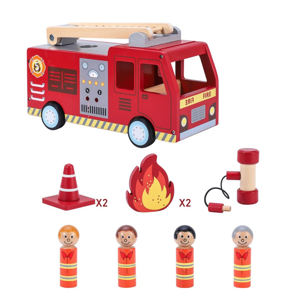 Wooden Fire Engine Playset – Save the Day!