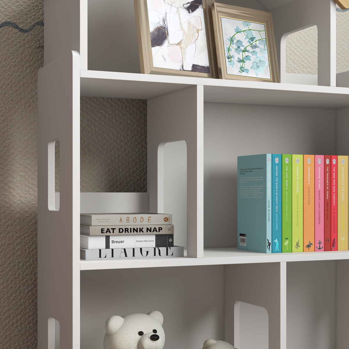 Kids 3-Tier Storage Shelf with Wooden Feet – White (Ages 3–6)