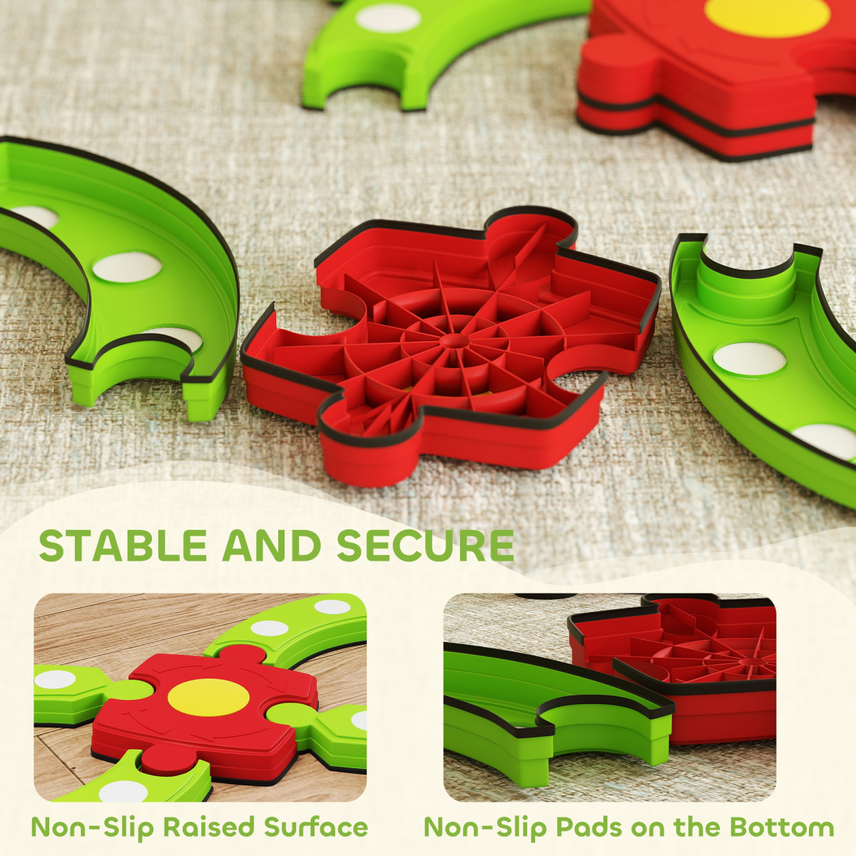 Kids’ Modular Balance Beam Set – Green & Red