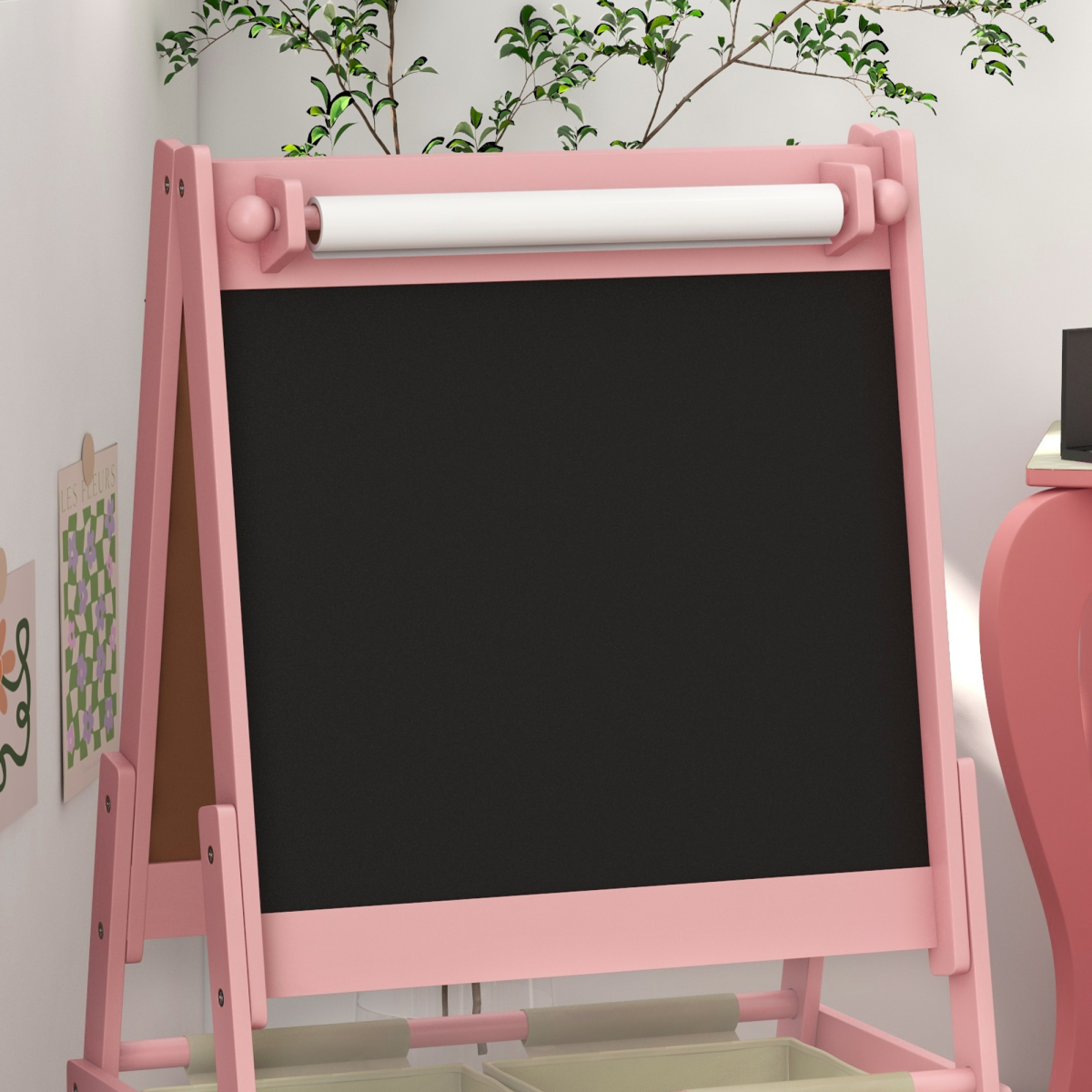 AIYAPLAY 3-in-1 Kids Art Easel – Pink Animal Design