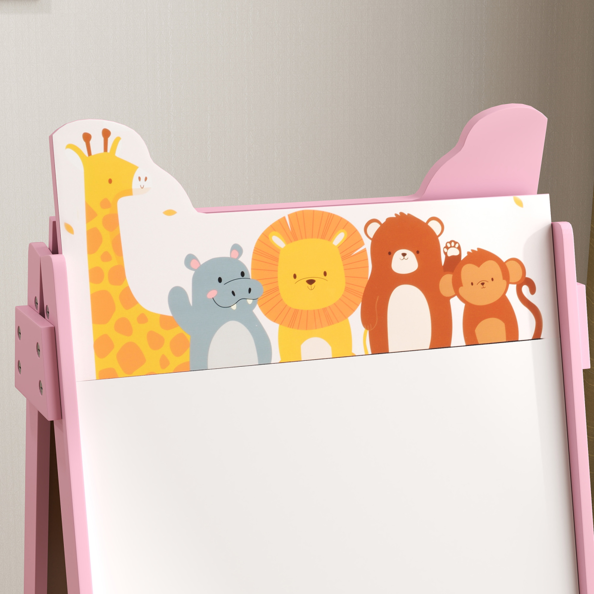 AIYAPLAY 2-in-1 Kids Art Easel – Pink,Whiteboard, Chalkboard, Storage Boxes