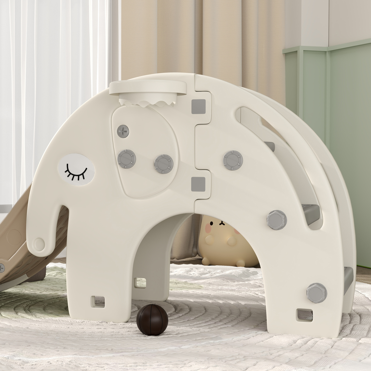 AIYAPLAY 3 in 1 Kids Slide for 1-3 Years, Elephant-Themed Indoor Slide