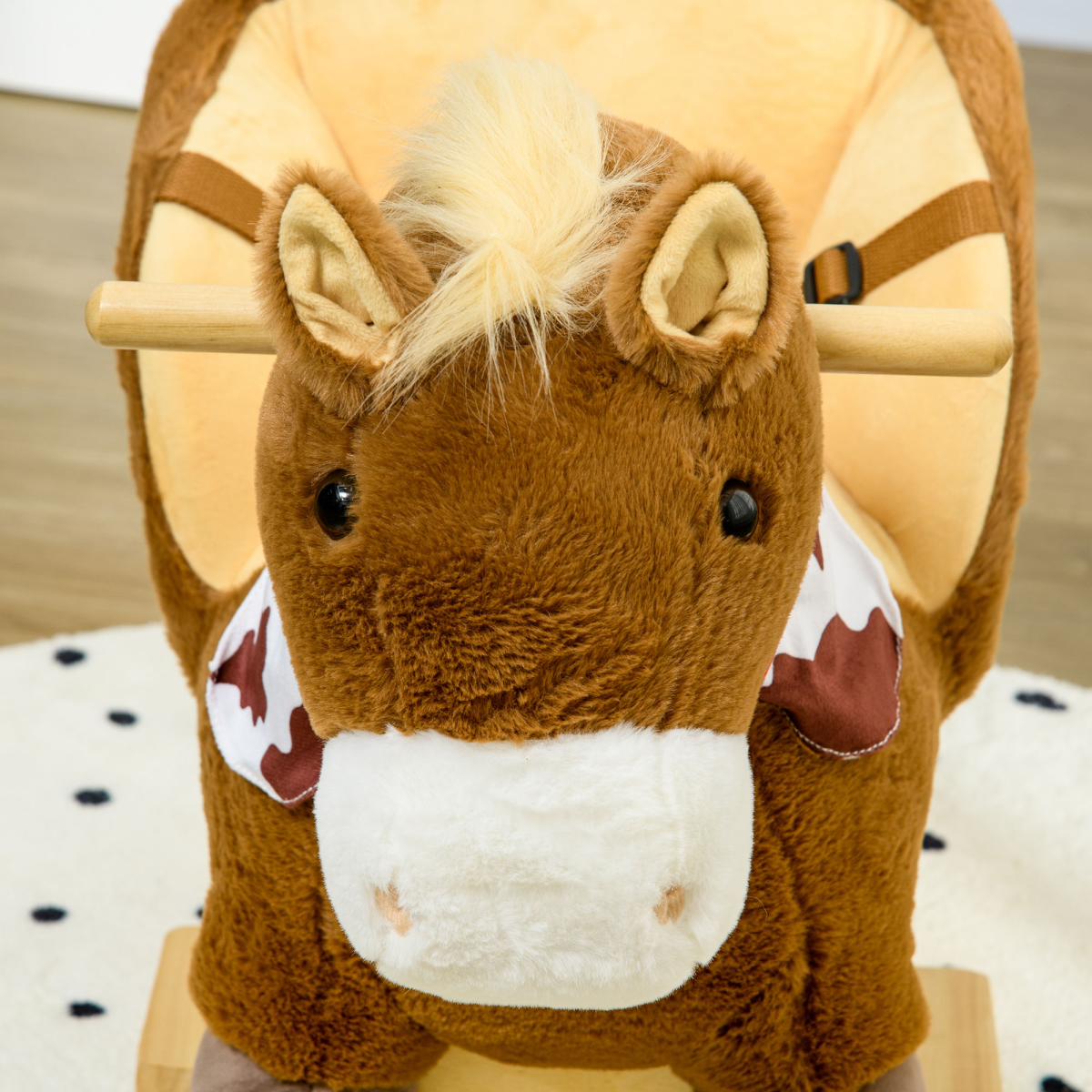 HOMCOM Kids Rocking Horse with Safety Belt & Foot Pedals – Brown (Ages 18–36 Months)