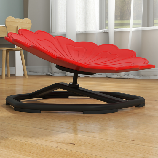 Kids’ 360° Swivel Flower Chair – Red & Black