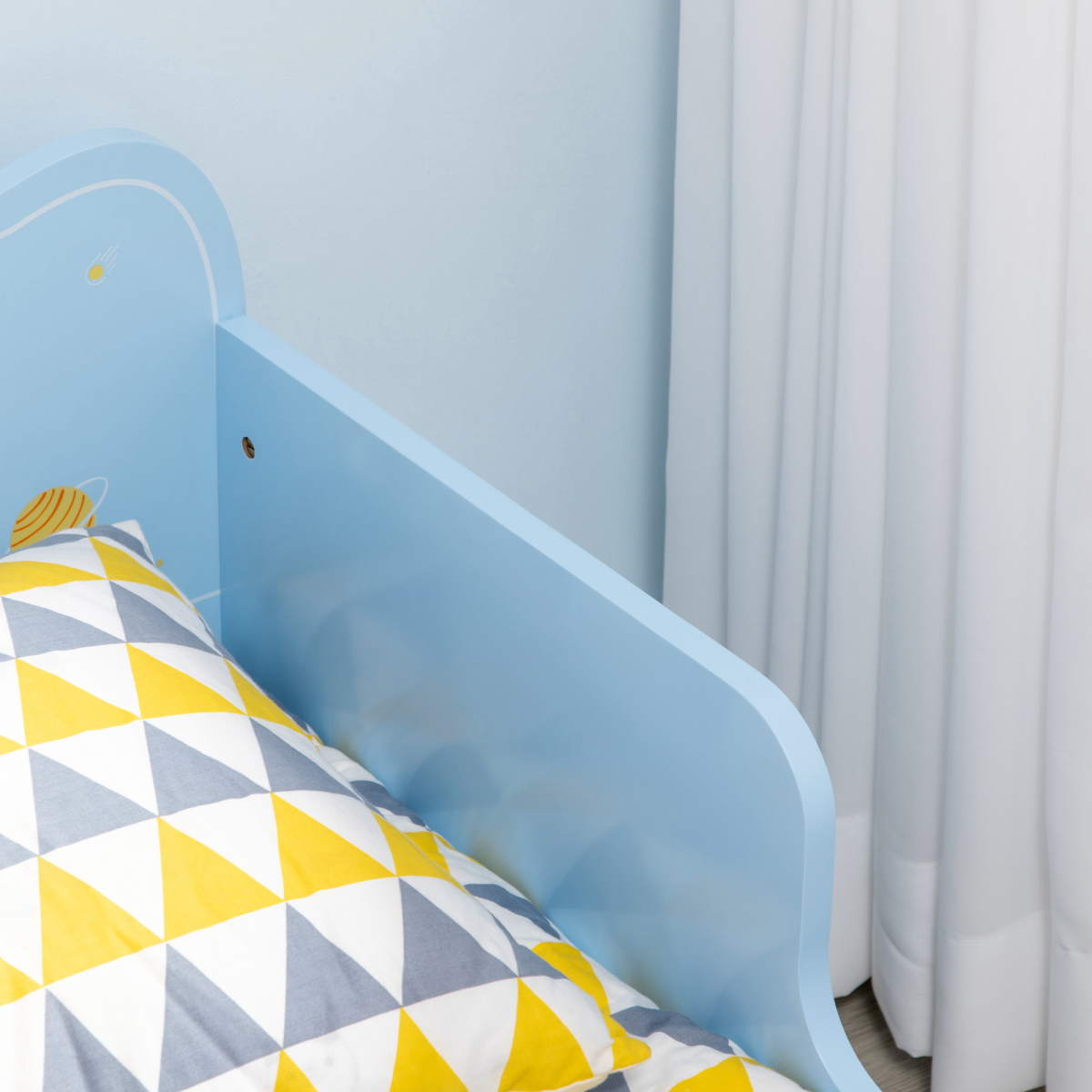 Toddler Bed with Space-Themed Design – Blue (Ages 3–6)