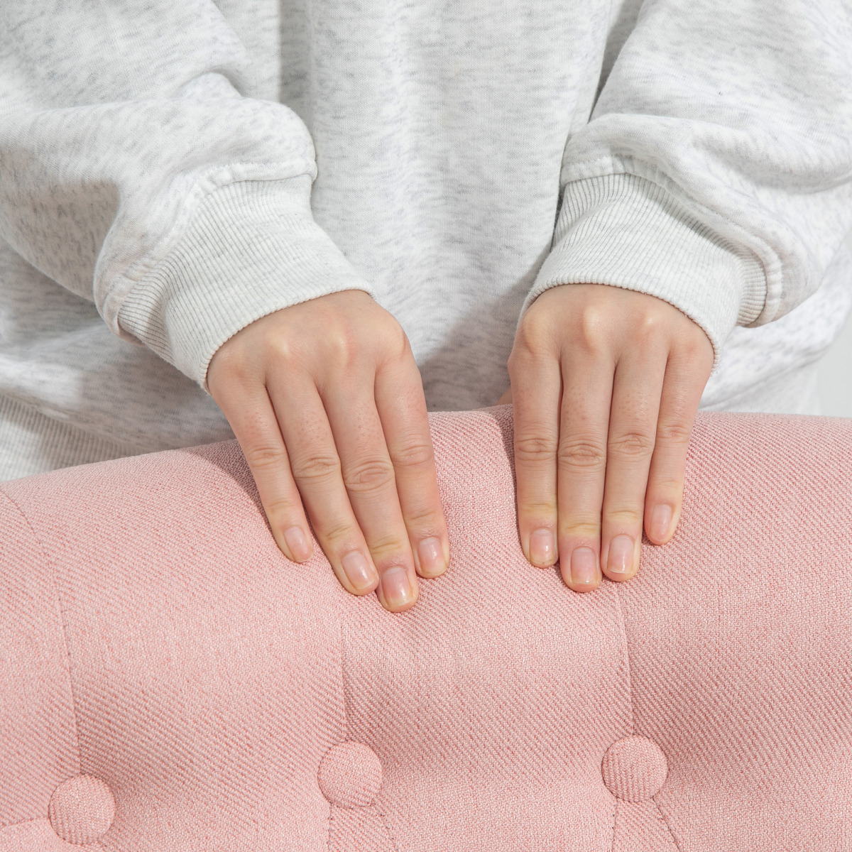 Fabric Single Sofa Upholstered with Pillow Wood Leg Pink