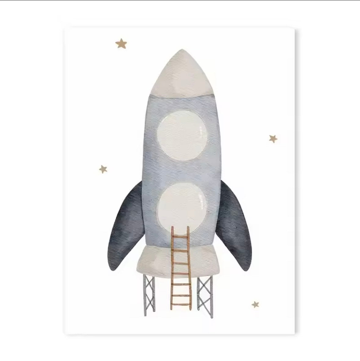 Kids' bedroom wall poster with rocket design - waterproof vivid colour print
