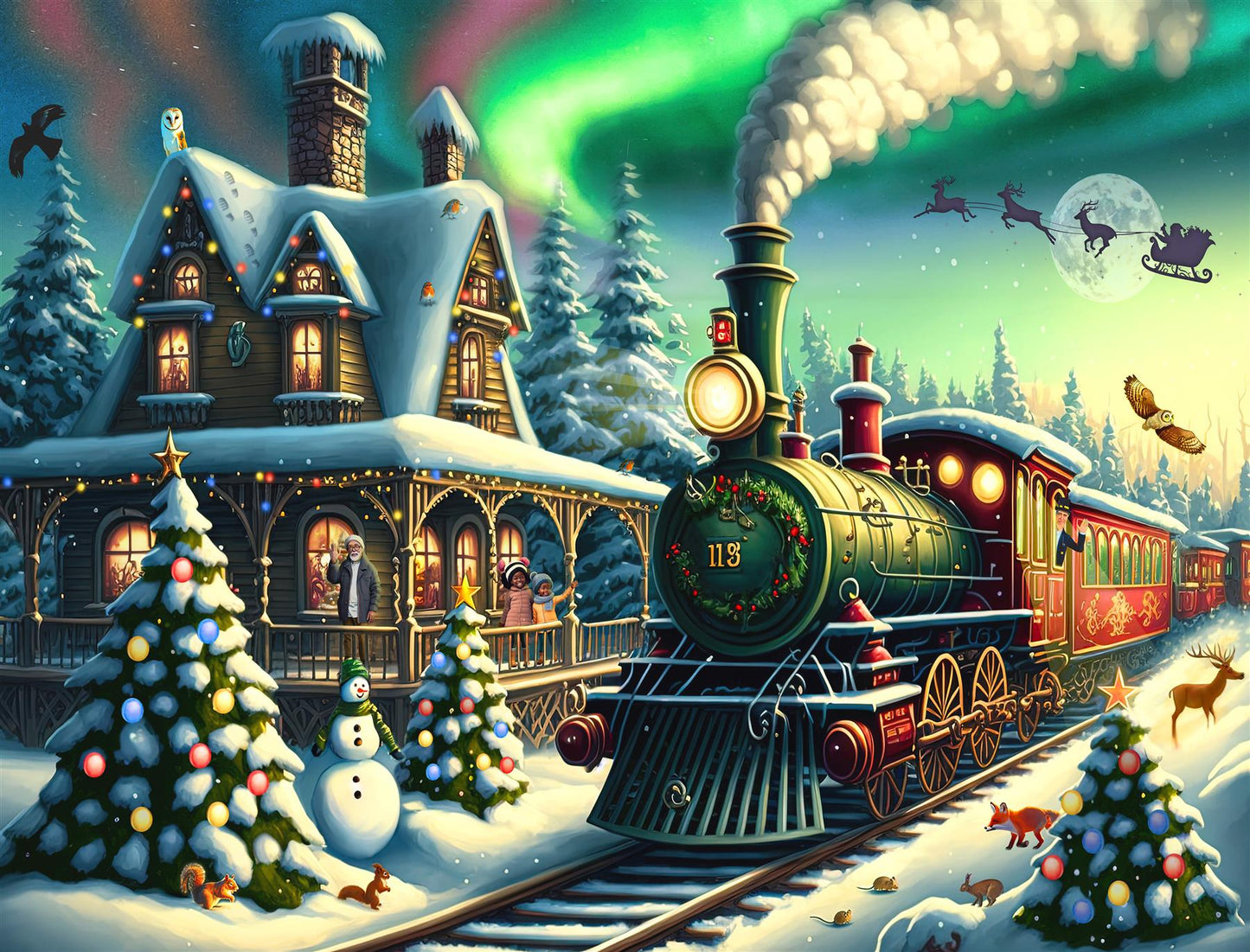 The Christmas Train 1000 Piece Jigsaw Puzzle - Festive Holiday Scene by All Jigsaw Puzzles