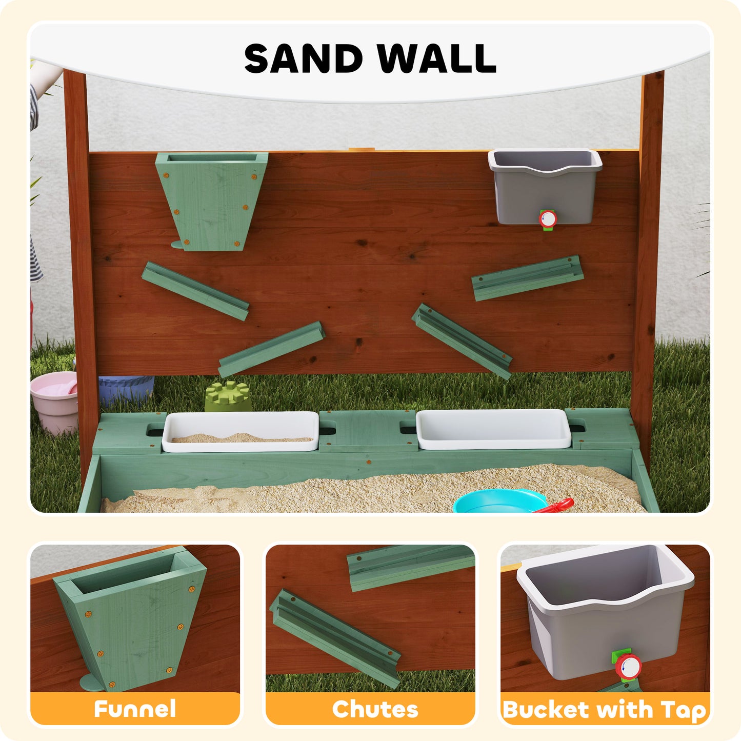 Outdoor Wooden Sandpit with Canopy & Toy Storage for Creative Play