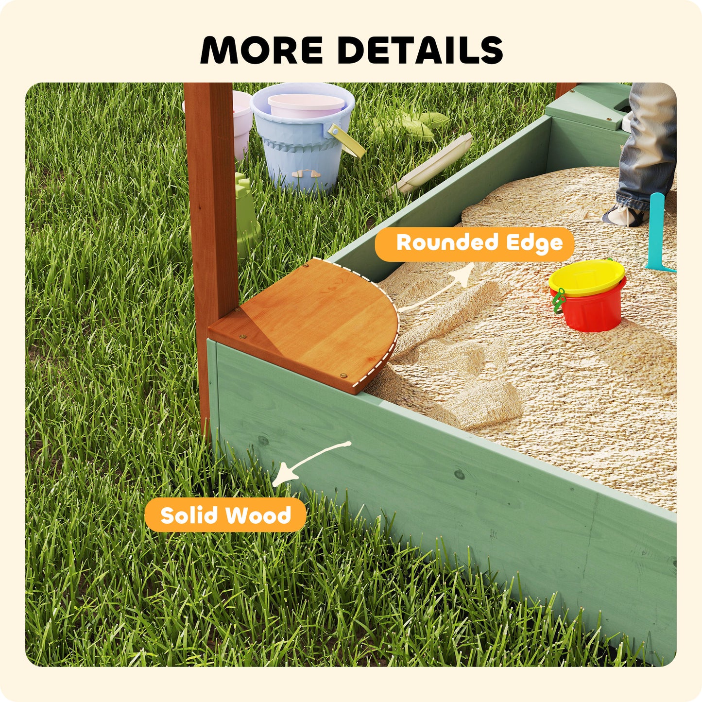 Outdoor Wooden Sandpit with Canopy & Toy Storage for Creative Play