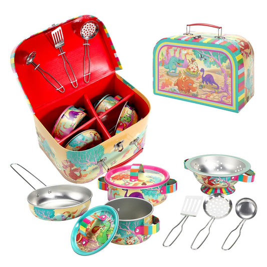 SOKA Dinosaur Kitchenware Playset – 10-Piece Set with Carry Case