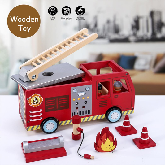 Wooden Fire Engine Playset – Save the Day!