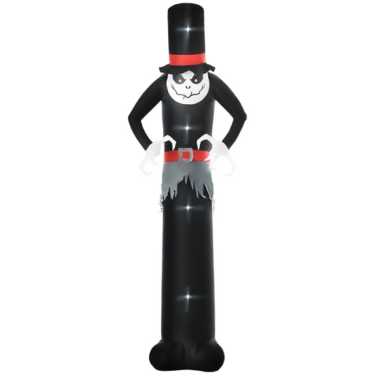 10FT Inflatable Halloween Skinny Ghost with Tall Hat & LED Lights – Outdoor Yard Decoration